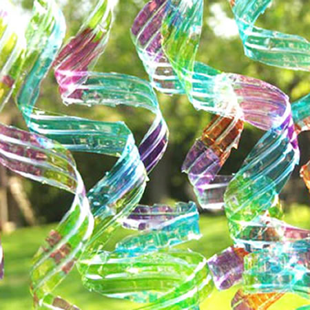 coloured spirals made from water bottles.