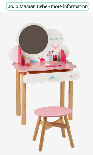 Pink and white dressing table set from Vertbaudet