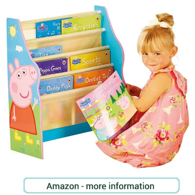 Peppa Pig themed sling bookcase with 4 pockets.