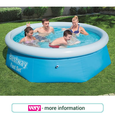 Blue and white self inflating garden pool - 8ft Fast Set Pool